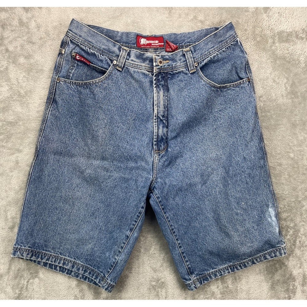VTG‎ Clench Mens Jean Shorts Size 40 (Real 36) Denim 13" Inseam Baggy Y2K Skater